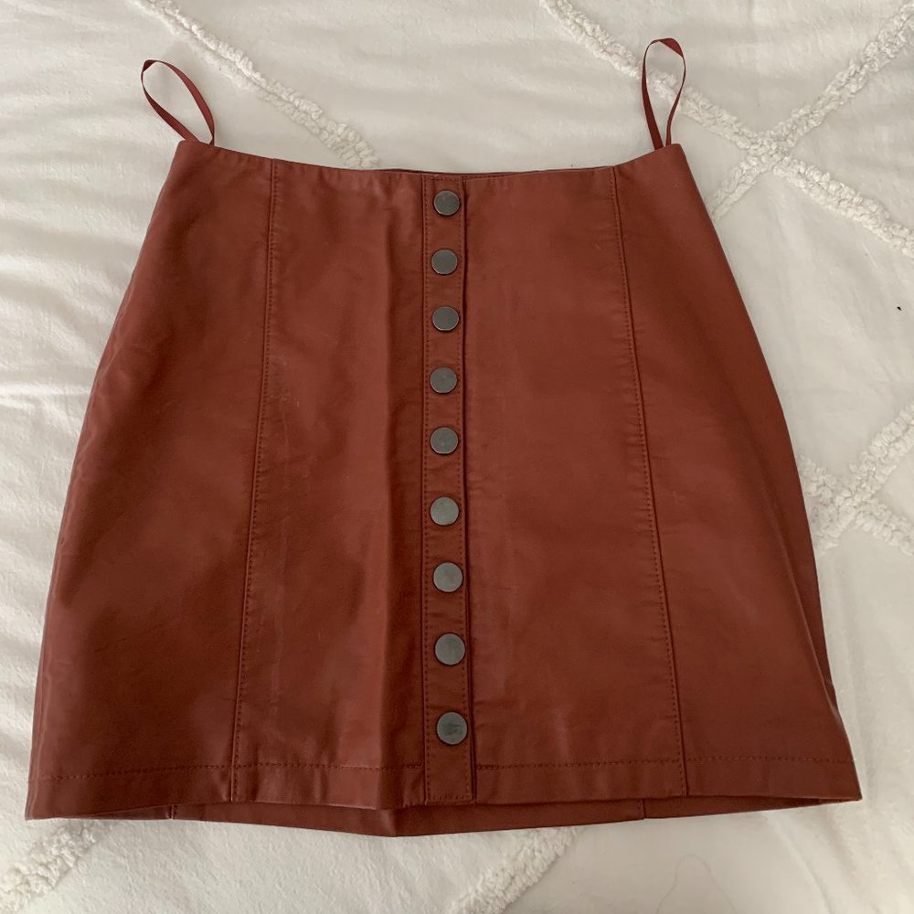 Leather mini skirt
